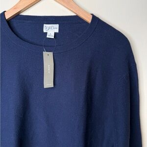 J. Crew Men’s Large 100% Cotton Crewneck Navy Blue New With Tags. Minimalist
